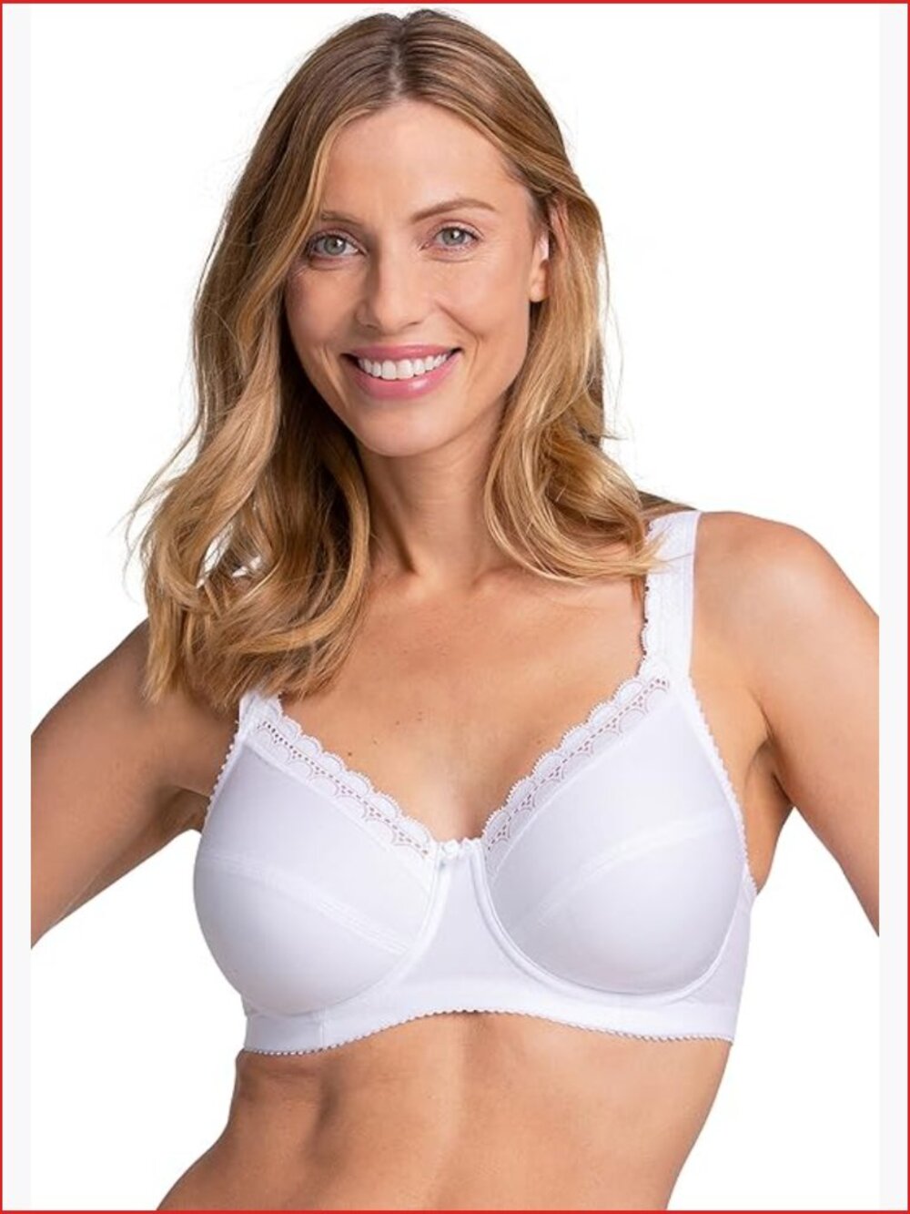 Underwired Cotton Comfort Bra with Lace - T-Shirt Full Coverage